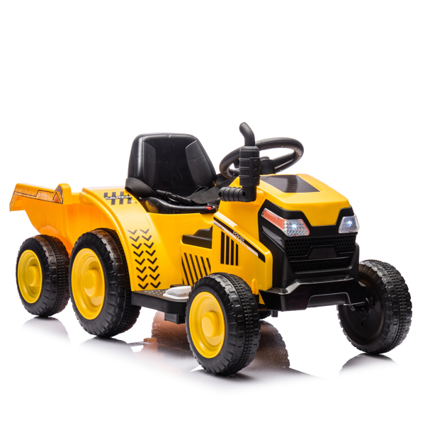 12V Kids Ride On Electric Tractor Black Knight,Kids Ride On Toy.2WD,Non-skid tires, steering wheel, foot pedal,With Removable storage tug,Light,Bluetooth,Music,MP3,USB,Power Display For Kids Aged 3+.