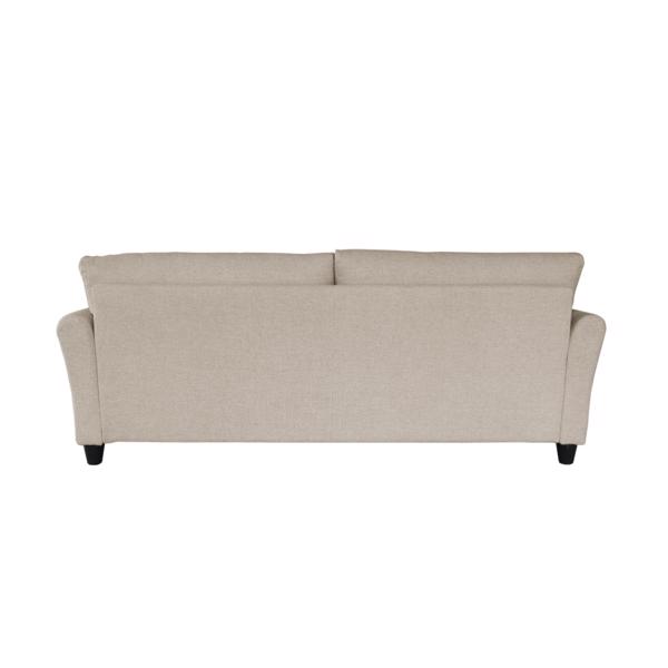 Off White Linen, Three-person Indoor Sofa, Two Throw Pillows, Solid Wood Frame, Plastic Feet