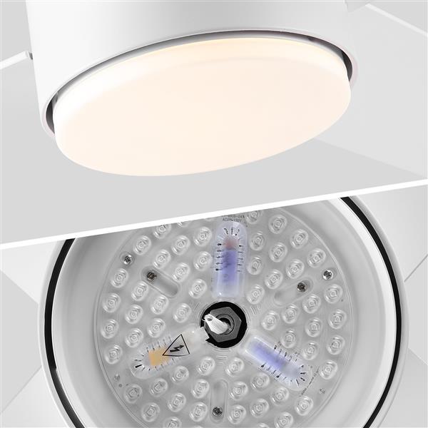 44 In Intergrated LED Ceiling Fan Lighting with White ABS Blade