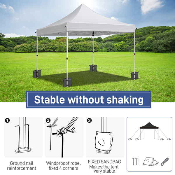  10*10ft  WHITE Pop-up  Canopy with 4 Sandbags