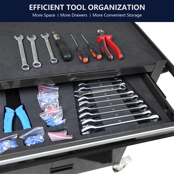 4 DRAWERS MULTIFUNCTIONAL TOOL CART WITH WHEELS-BLACK