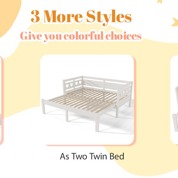 Twin Extending Daybed with Trundle, Wooden Daybed, White