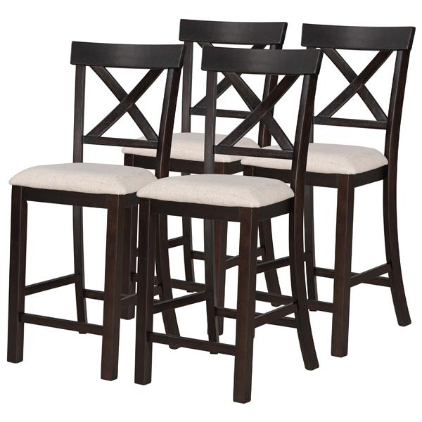 6-Piece Counter Height Dining Table Set Table with Shelf 4 Chairs and Bench for Dining Room (Espresso)