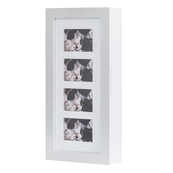 Simple PVC Wood Grain Coating Photo Storage Damp-proof Jewelry Mirror Cabinet White