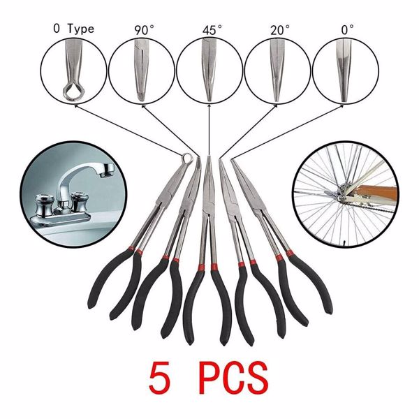 Zange Satz Spitzzange Set Telefonzange Rundnasenzange KFZ lang Zangensatz 5-tlg.