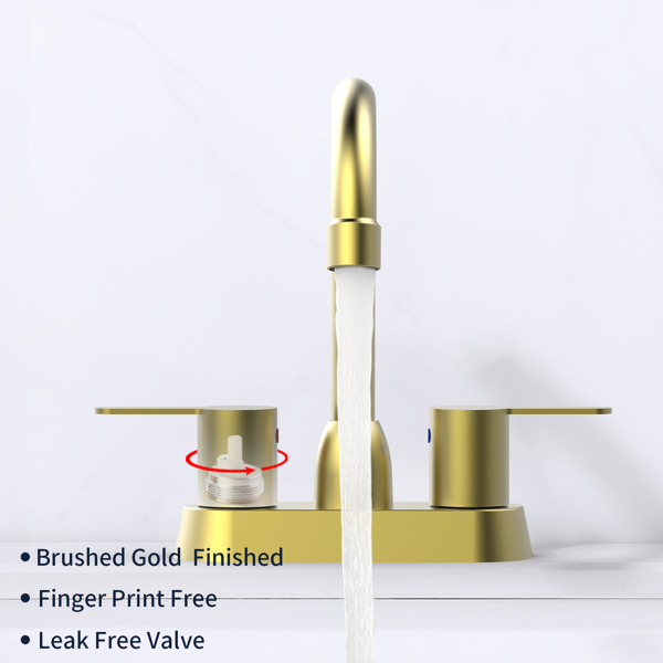 2 Handles Brushed Gold Faucet, Centerset RV Bathroom Faucets for 3 Hole [Unable to ship on weekends, please note that]