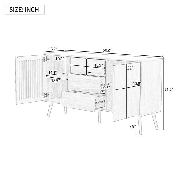 Modern Cabinet with 2 Doors and 3 Drawers, Suitable for Living Rooms, Studies, and Entrances.