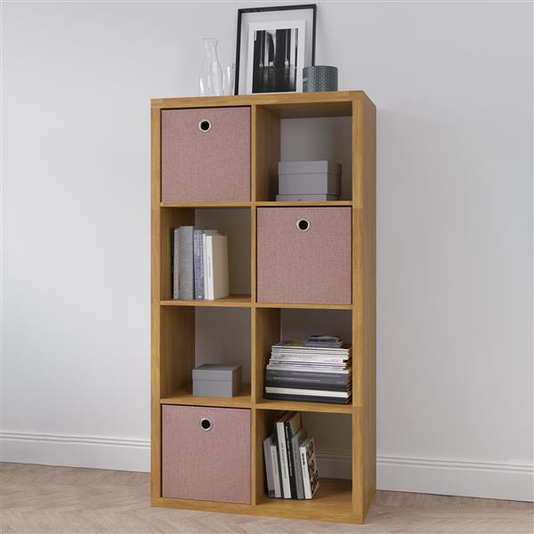 8-Cube Organizer Storage with Opened Back Shelves,2 X 4 Cube Bookcase Book Shleves for Home, Office ,Walnut Color