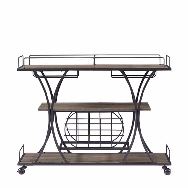 Painted Bar Cart, With Wine Rack And Glass Holder, For Kitchen, Serving, Hotel, Black