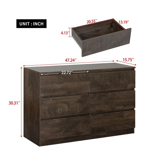 Drawer dresser cabinet, sideboard, bar counter, buffet counter, table lockers, three plus three drawers audit, can be used for dining room, living room, bedroom, kitchen corridor, color: dark gray