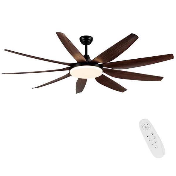 71" Integrated LED Lighting Ceiling Fan with 9 Solid Wood Blade