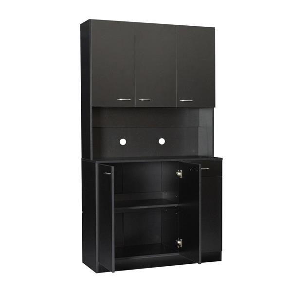 70.87" Tall Wardrobe& Kitchen Cabinet, with 6-Doors, 1-Open Shelves and 1-Drawer for bedroom,Black