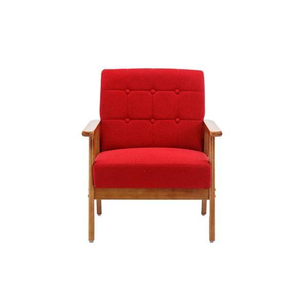 Leisure Chair with Solid Wood Armrest and Feet, Mid-Century Modern Accent chair, for Living Room Bedroom Studio chair