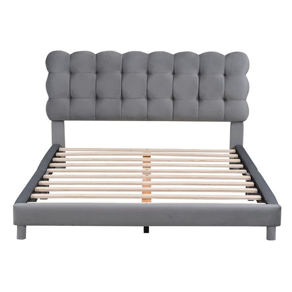 Full Size Upholstered Platform Bed with Soft Headboard,Gray