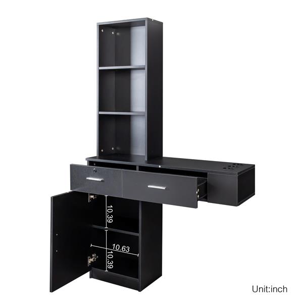 Black modern simple hair desk, multi-layer storage, large storage space