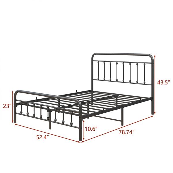 FULL Metal Platform Bed Frame with Headboard, Strong Slat Support, No Box Spring Needed,Easy Assembly BLACK