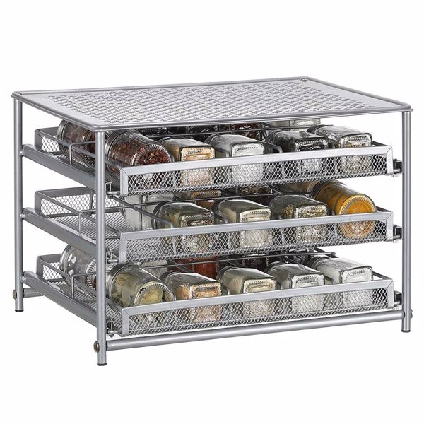 Lipper International Alloy Steel Three-Tier Tilt Down Kitchen and Cooking Spice Drawer