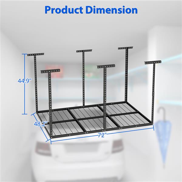 4x6ft Overhead Garage Storage Rack,Adjustable Garage Storage Organization Systerm,Heavy Duty Metal Garage Ceiling Storage Racks,560lbs Weight Capacity,Black