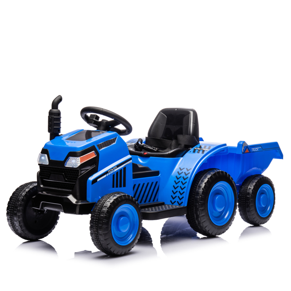 12V Kids Ride On Electric Tractor Black Knight,Kids Ride On Toy.2WD,Non-skid tires, steering wheel, foot pedal,With Removable storage tug,Light,Bluetooth,Music,MP3,USB,Power Display For Kids Aged 3+.