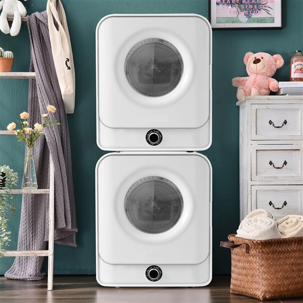 1.95 Cu.ft Front Load Clothes Dryer, Portable Compact Dryer 830W,  5 Drying Modes, Stainless Steel Drum, with Overheat Protection, Dust Removal, Deodorization and Lint Removal Functions, White