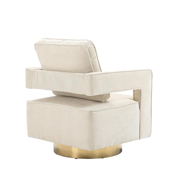 30.7"W Swivel Accent Open Back Chair Modern Comfy Sofa Chair With ld Stainless Steel Base For Nursery Bedroom Living Room Hotel Office, Club Chair Leisure Arm Chair For Lounge (Beige Chenille)