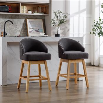 Bar Stools Set of 2 Counter Height Chairs with Footrest for Kitchen, Dining Room And 360 Degree Swivel