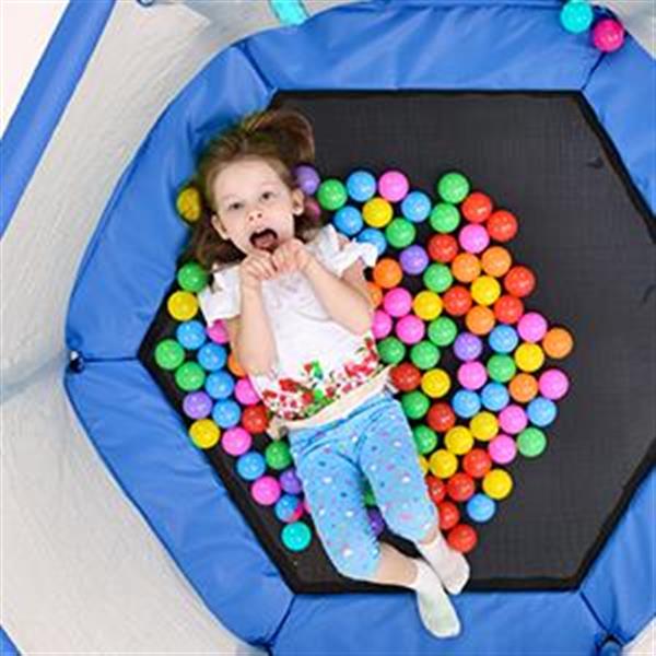 55'' Toddlers Trampoline with Safety Enclosure Net and Balls, Indoor Outdoor Mini Trampoline for Kids