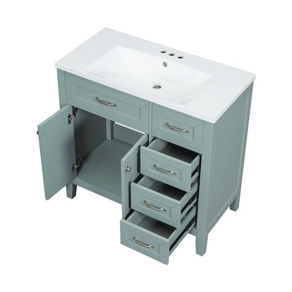 36" Bathroom Vanity with Sink Combo, Green Bathroom Cabinet with Drawers, Solid Frame and MDF Board