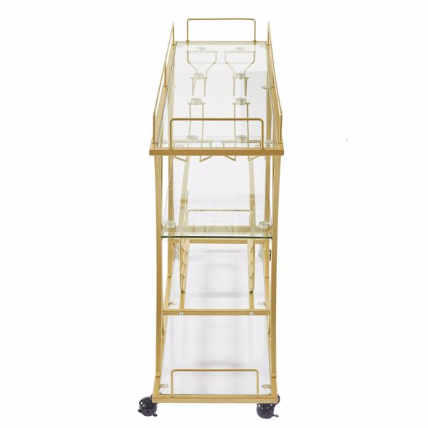 Electroplated Glass Bar Cart, With Wine Rack And Glass Holder, For Kitchen, Serving, Hotel  Gold