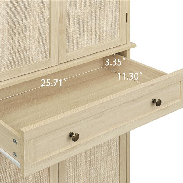 4 Door Cabinet with 1 Drawer, with 4 Adjustable Inner Shelves, Storage Cabinet