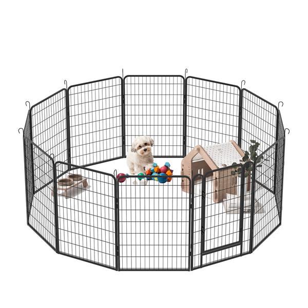 12 Panels Heavy Duty Metal Playpen with door,39.37"H Dog Fence Pet Exercise Pen for Outdoor