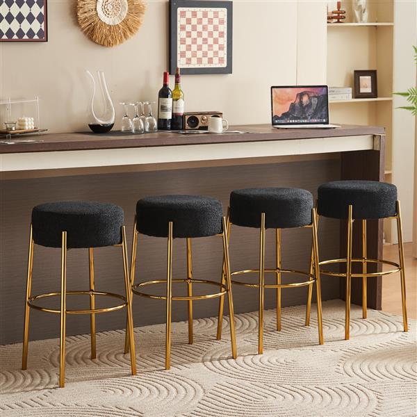 30" Tall, Round High Bar Stools, Set of 2 - Contemporary upholstered dining stools for kitchens, coffee shops and bar stores - Includes sturdy hardware support legs