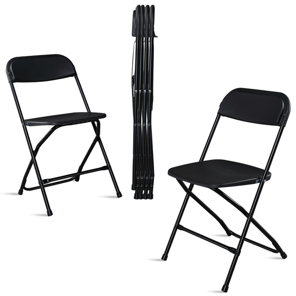 6pcs Injection Molding Classic Garden Plastic Folding Chair Black