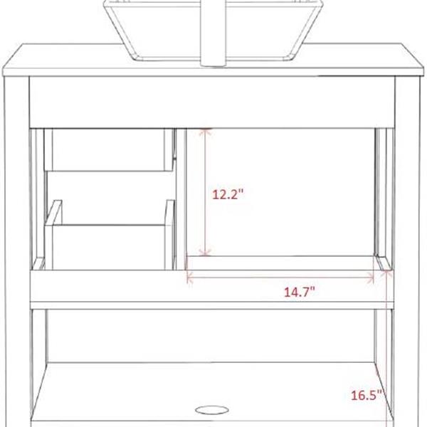 30" Gray Bathroom Vanity and Sink Combo Marble Pattern Top w/Mirror Faucet&Drain