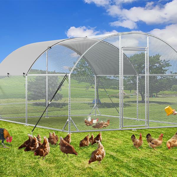 Large Metal Chicken Coop Upgrade Tri-Supporting Wire Mesh Chicken Run,Chicken Pen with Water-Resident & Anti-UV Cover,Duck Rabbit House Outdoor (10'W x 13'L x 6.5'H)