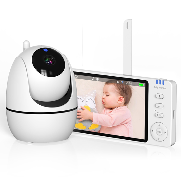 Baby Monitor 720P with Camera 5 Inch HD 3500mAh  IPS Display, VOX Mode Digital Zoom Night Vision Two-Way Talk Temperature Display