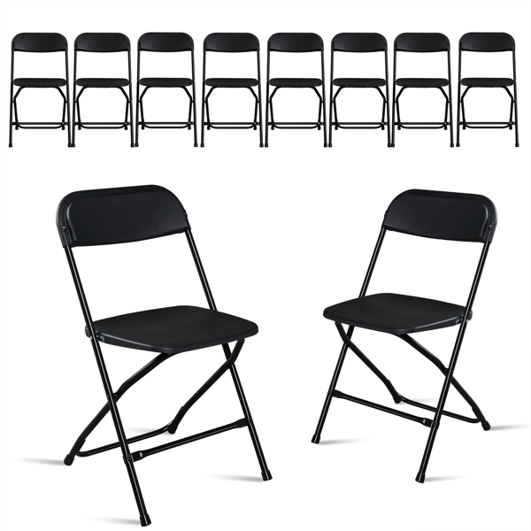 10pcs Injection Molding Classic Garden Plastic Folding Chair Black