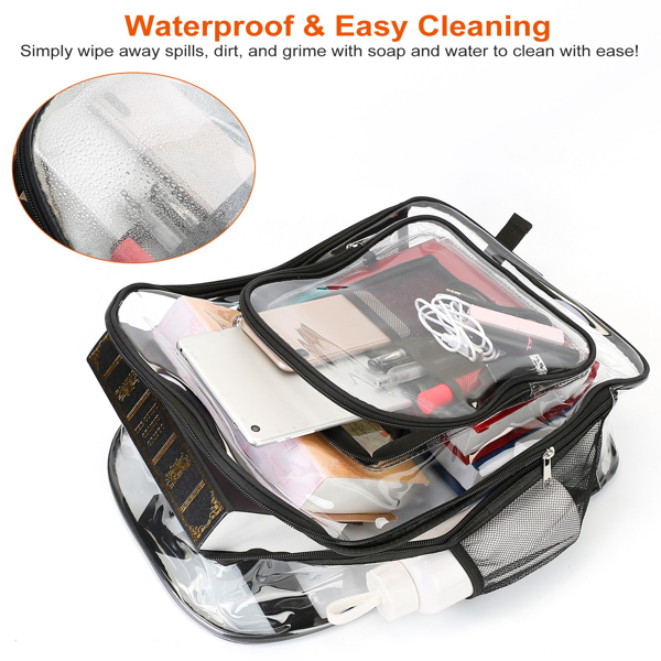 Large Clear Backpack For School Bookbag Heavy Duty Transparent Backpack Clear Backpack Heavy Duty Transparent Book Bag Waterproof PVC Clear Backpack 5.3Gal with Reinforced Strap for College Workplace