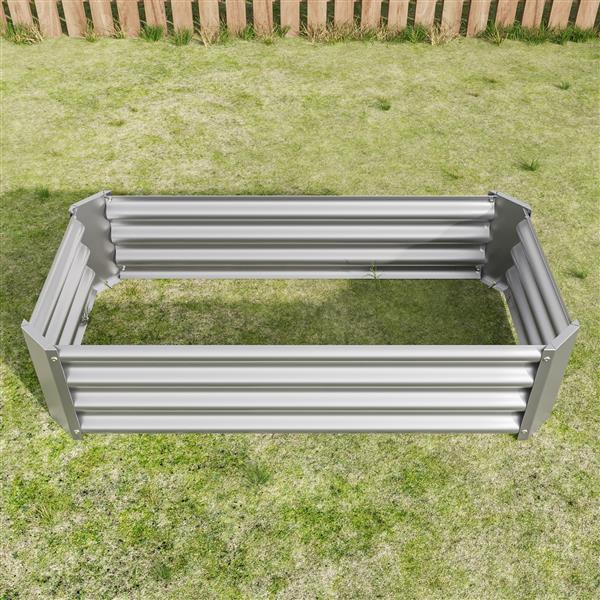 Metal Raised Garden Bed, Rectangle Raised Planter 4×2×1ft  for Flowers Plants, Vegetables Herb  Silver