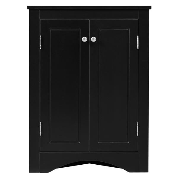 Black Triangle Bathroom Storage Cabinet with Adjustable Shelves, Freestanding Floor Cabinet for Home Kitchen