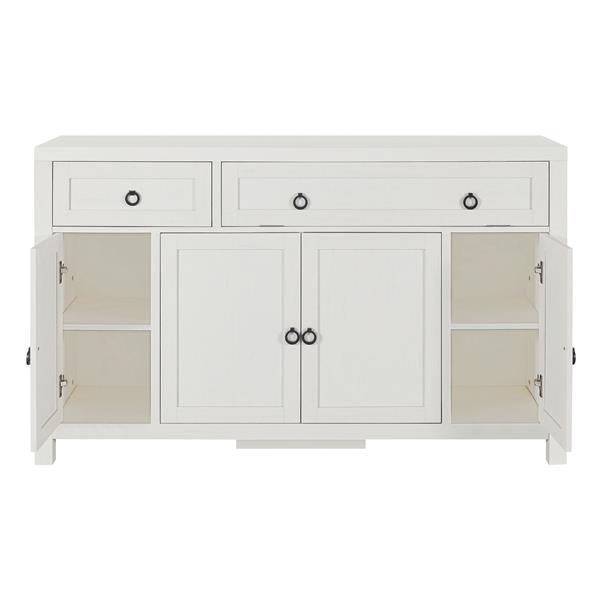 Retro Style Large Storage Space Sideboard with Flip Door and 1 Drawer, 4 Height-Adjustable Cabinets, Suitable for Kitchen, Dining Room, Living Room (Antique White)