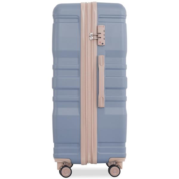 Luggage Sets New Model Expandable ABS Hardshell 3pcs Clearance Luggage Hardside Lightweight Durable Suitcase sets Spinner Wheels Suitcase with TSA Lock 20''24''28''(light blue and golden)