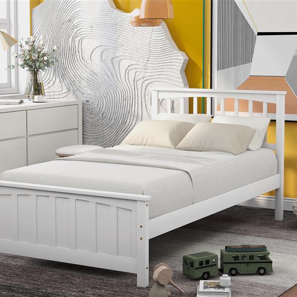 Wood Platform Bed Twin size Platform Bed, White