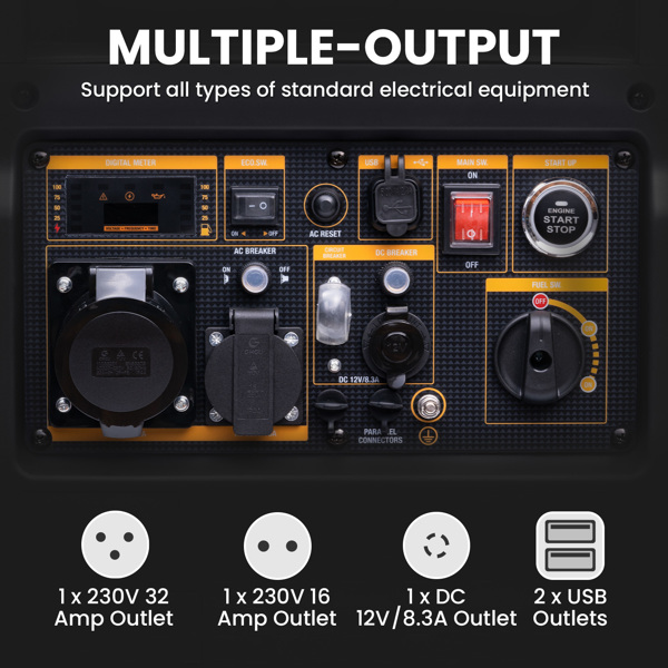 发电机5KW Generator Inverter Power Generator Quiet Emergency Generator E-start 【Amazon/Walmart/TEMU禁售】 -7