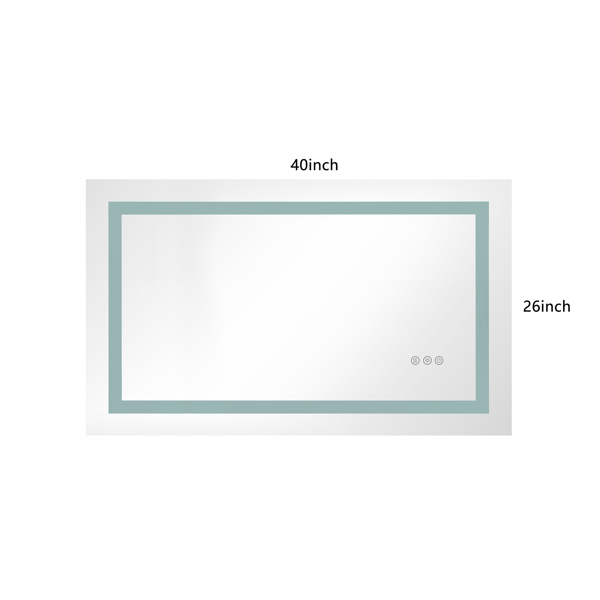 40x26 Inch LED Bathroom Mirror with Frontlit and Backlit, Wall Mounted Vanity Mirror with Smart Touch Button, Anti-Fog, Memory Function, 3 Colors, Stepless Dimmable Makeup Mirror(Horizontal/Vertical)