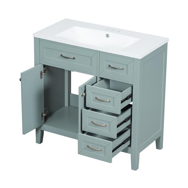 36" Bathroom Vanity with Sink Combo, Green Bathroom Cabinet with Drawers, Solid Frame and MDF Board