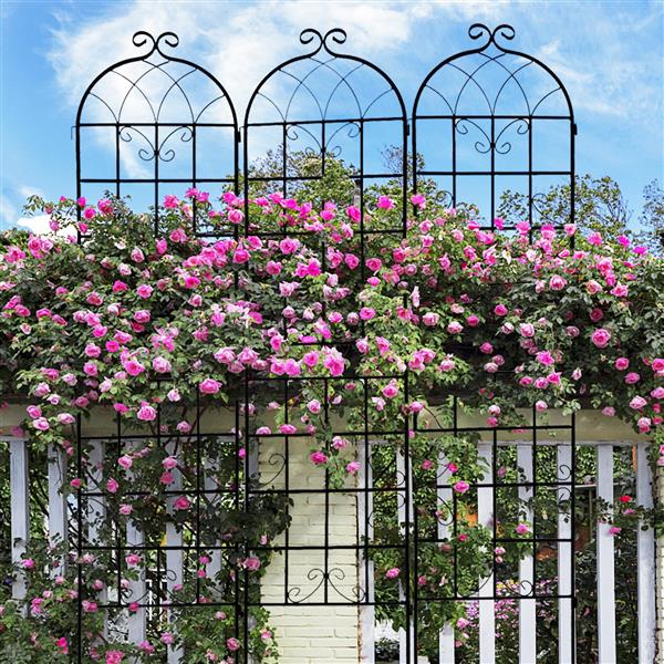 4 Pack Metal Garden Trellis 86.7" x 19.7" Rustproof Trellis for Climbing Plants Outdoor Flower Support Black