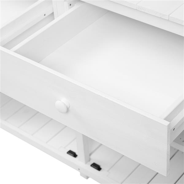 65inch Garden Potting Bench Table, Fir Wood Workstation with Storage Shelf, Drawer and Cabinet, White