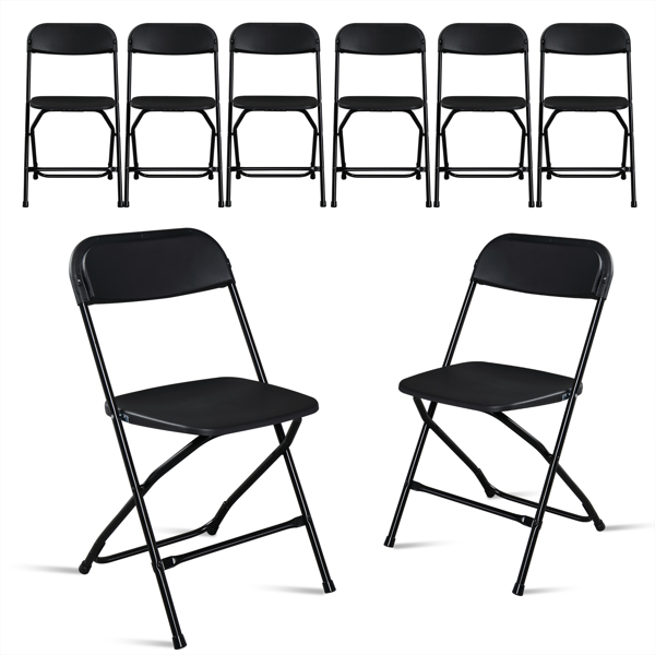 6pcs Injection Molding Classic Garden Plastic Folding Chair Black