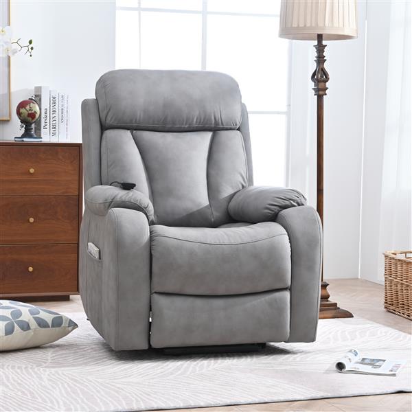 Electric Power Lift Recliner Chair for Elderly, Fabric Recliner Chair for Seniors, Home Theater Seating,Living Room Chair,Side Pocket, Remote Control,Light Gray